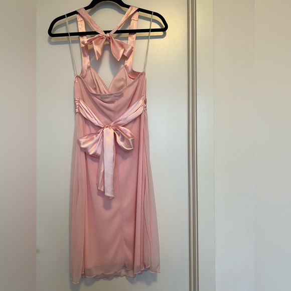 Vintage Knee Length Satin/Chiffon Light Pink Formal Dress - Picture 7 of 16